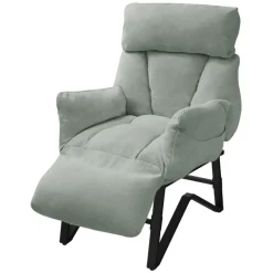 Loungesessel mit Armlehnen Grau/Grün Relaxsessel mit Leinenbezug ML-Design