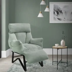 Loungesessel mit Armlehnen Grau/Grün Relaxsessel mit Leinenbezug ML-Design