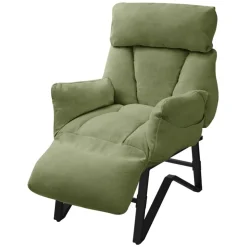 Loungesessel mit Armlehnen Grün Relaxsessel mit Leinenbezug ML-Design