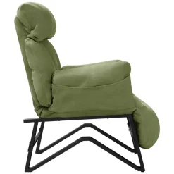 Loungesessel mit Armlehnen Grün Relaxsessel mit Leinenbezug ML-Design