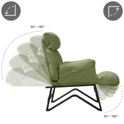 Loungesessel mit Armlehnen Grün Relaxsessel mit Leinenbezug ML-Design