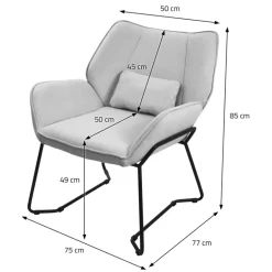 Loungesessel mit Armlehnen Hellgrau Relaxsessel mit Leinenbezug ML-Design
