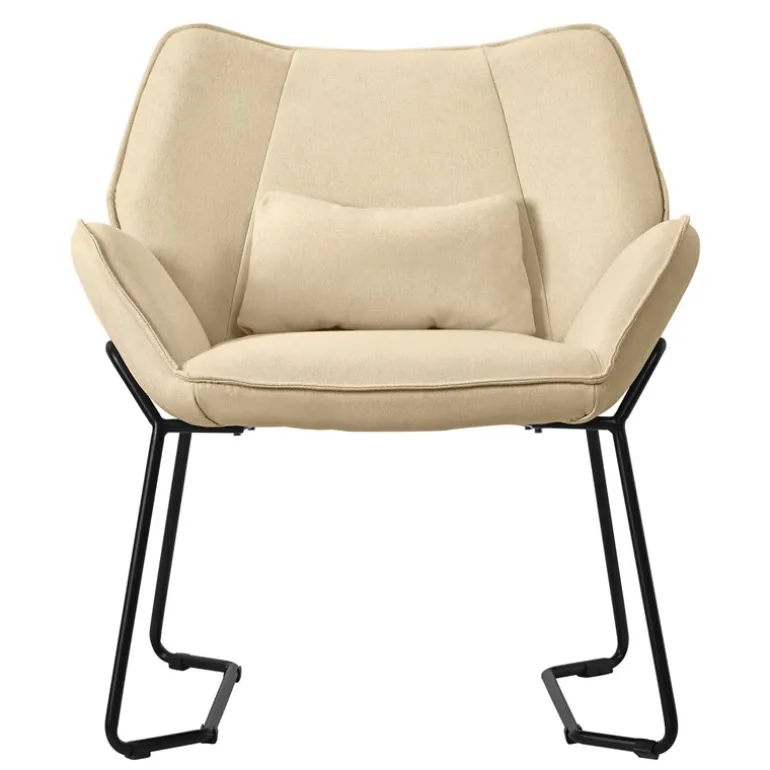 Loungesessel mit Armlehnen Rosa Relaxsessel mit Leinenbezug ML-Design