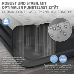 Luftmatratze Luftbett mit eingebauter Luftpumpe für 2 Personen 203x157x47 cm Grau ML-Design