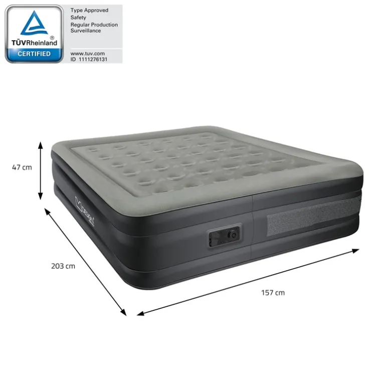 Luftmatratze Luftbett mit eingebauter Luftpumpe für 2 Personen 203x157x47 cm Grau ML-Design
