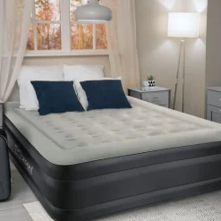 Luftmatratze Luftbett mit eingebauter Luftpumpe für 2 Personen 203x157x47 cm Grau ML-Design