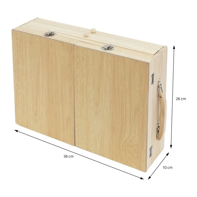 Malkoffer aus Holz 85-Teilig mit Pinseln, Bleistiften, Acrylfarben und Skizzierblöcken
