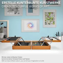 Malset 127-Teilig im Holzkoffer mit Farbtuben und verschiedenen Farbstiften für Groß und Klein