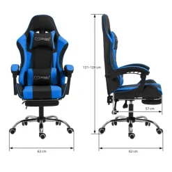 Massage Gaming Stuhl Schwarz/Blau aus PU-Leder ML-Design