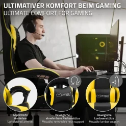 Massage Gaming Stuhl Schwarz/Gelb aus PU-Leder ML-Design