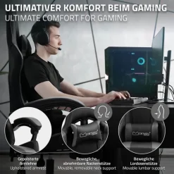 Massage Gaming Stuhl Schwarz/Grau aus PU-Leder ML-Design