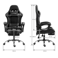Massage Gaming Stuhl Schwarz/Grau aus PU-Leder ML-Design