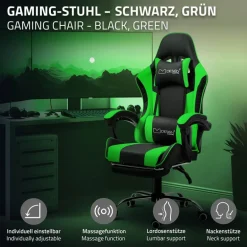 Massage Gaming Stuhl Schwarz/Grün aus PU-Leder ML-Design