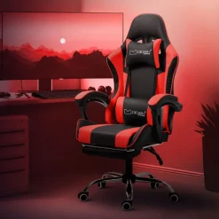 Massage Gaming Stuhl Schwarz/Rot aus PU-Leder ML-Design