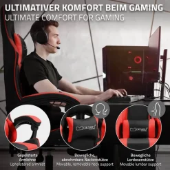 Massage Gaming Stuhl Schwarz/Rot aus PU-Leder ML-Design