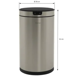 Mülleimer mit Sensor 30L rund aus Edelstahl, Silber, Automatisches Öffnen & Schließen ML-Design
