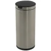 Mülleimer mit Sensor 40L rund aus Edelstahl, Silber, Automatisches Öffnen & Schließen ML-Design