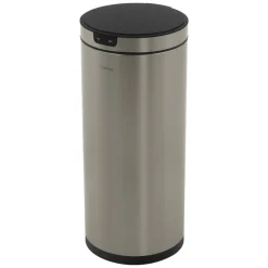 Mülleimer mit Sensor 40L rund aus Edelstahl, Silber, Automatisches Öffnen & Schließen ML-Design