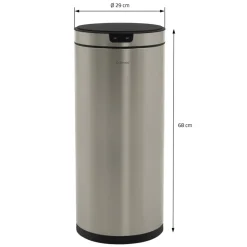 Mülleimer mit Sensor 40L rund aus Edelstahl, Silber, Automatisches Öffnen & Schließen ML-Design