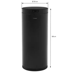 Mülleimer mit Sensor 40L rund aus Stahl Schwarz matt Automatisches Öffnen & Schließen ML-Design