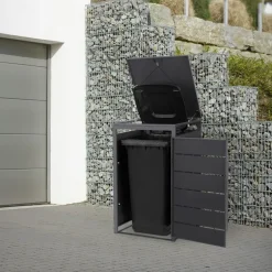 Mülltonnenbox 1er bis 240 Liter 68x80x120 cm aus Stahl in Anthrazit ML-Design