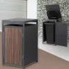 Mülltonnenbox 1er bis 240 Liter 68x80x120 cm aus Stahl in Anthrazit-Eiche dunkel ML-Design
