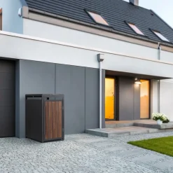 Mülltonnenbox 1er bis 240 Liter 68x80x120 cm aus Stahl in Anthrazit-Eiche dunkel ML-Design