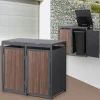 Mülltonnenbox 2er bis 240 Liter 132x80x120 cm aus Stahl in Anthrazit-Eiche dunkel ML-Design