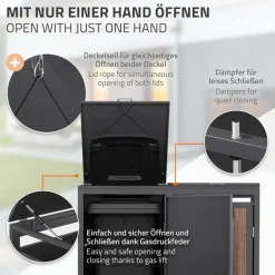 Mülltonnenbox 2er bis 240 Liter 132x80x120 cm aus Stahl in Anthrazit-Eiche dunkel ML-Design