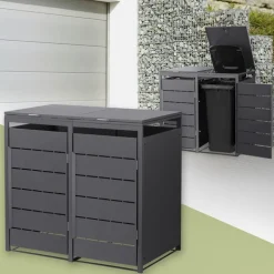 Mülltonnenbox 2er bis 240 Liter 132x80x124 cm aus Stahl in Anthrazit ML-Design