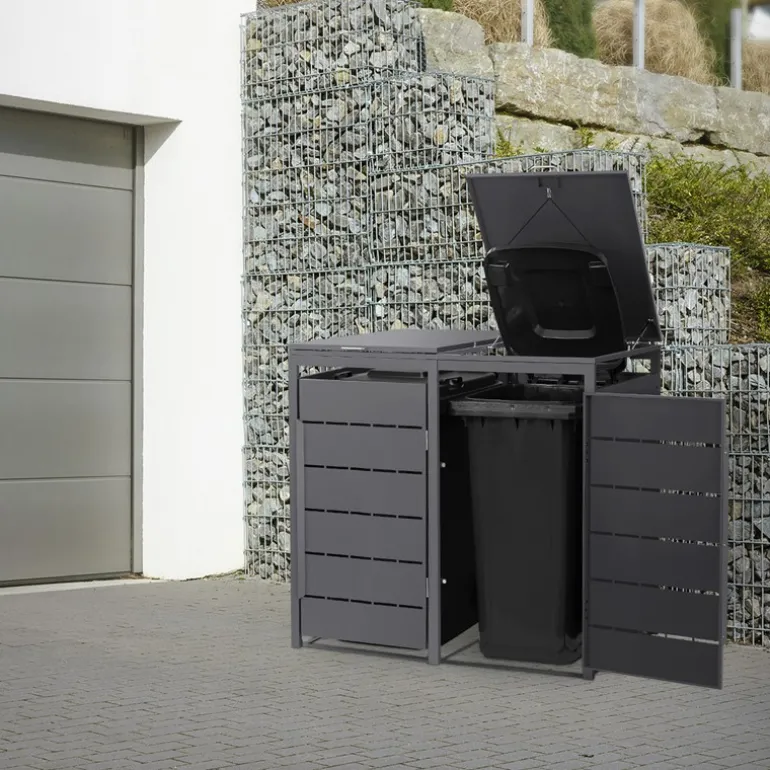Mülltonnenbox 2er bis 240 Liter 132x80x124 cm aus Stahl in Anthrazit ML-Design