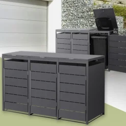 Mülltonnenbox 3er bis 240 Liter 196x80x124 cm aus Stahl in Anthrazit ML-Design