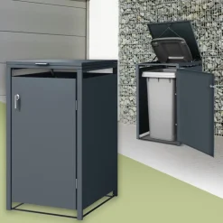 Mülltonnenbox 1er bis 240 Liter 68x80x116,3 cm aus Stahl in Anthrazit ML-Design