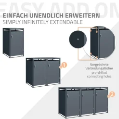 Mülltonnenbox 1er bis 240 Liter 68x80x116,3 cm aus Stahl in Anthrazit ML-Design