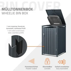 Mülltonnenbox 1er bis 240L 68x80x116,3 cm aus Stahl in Anthrazit ML-Design