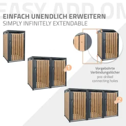 Mülltonnenbox 1er bis 240L 68x80x116,3 cm aus Stahl in Eichenoptik ML-Design