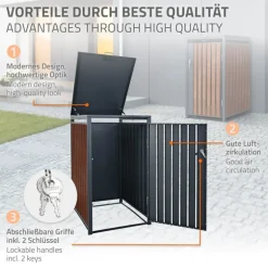 Mülltonnenbox 1er bis 240L 68x80x116,3 cm aus Stahl in Rostoptik ML-Design