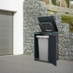 Mülltonnenbox 1er bis 240L 68x80x116,3 cm aus Stahl in Rostoptik ML-Design
