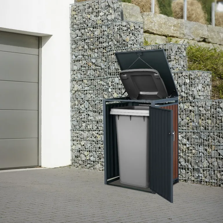 Mülltonnenbox 1er bis 240L 68x80x116,3 cm aus Stahl in Rostoptik ML-Design