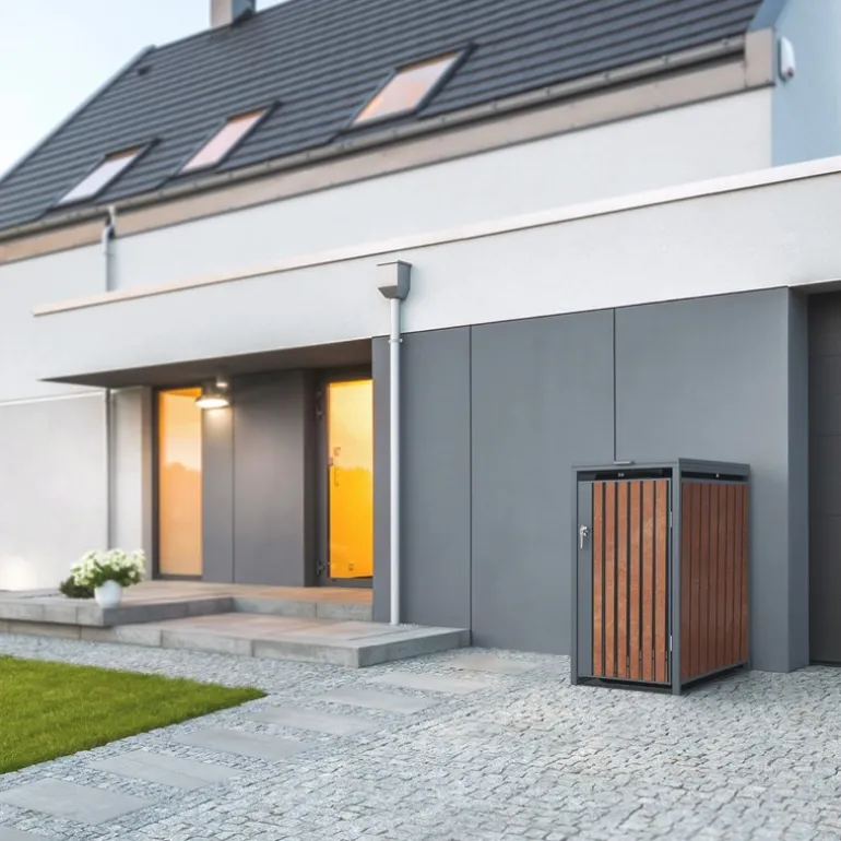 Mülltonnenbox 1er bis 240L 68x80x116,3 cm aus Stahl in Rostoptik ML-Design