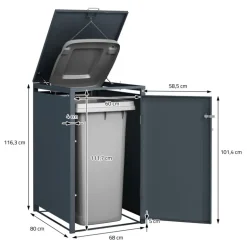 Mülltonnenbox 1er bis 240L 68x80x116,3 cm aus Stahl in Rostoptik ML-Design