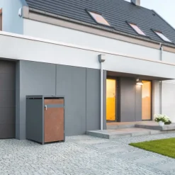 Mülltonnenbox 1er bis 240L 68x80x116,3 cm aus Stahl in Rostoptik ML-Design