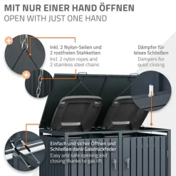 Mülltonnenbox 2er bis 240L 132x80x116,3 cm aus Stahl in Anthrazit ML-Design