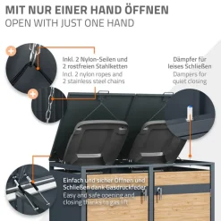 Mülltonnenbox 2er bis 240L 132x80x116,3 cm aus Stahl in Lärchenoptik ML-Design