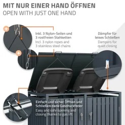 Mülltonnenbox 3er bis 240L 200x80x116,3 cm aus Stahl in Anthrazit ML-Design