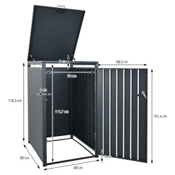 Mülltonnenbox 3er bis 240L 200x80x116,3 cm aus Stahl in Anthrazit ML-Design