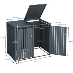 Mülltonnenbox 3er bis 240L 200x80x116,3 cm aus Stahl in Anthrazit ML-Design
