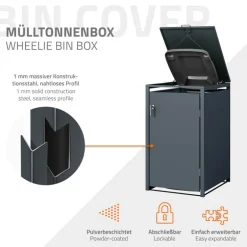 Mülltonnenbox 3er bis 240L 200x80x116,3 cm aus Stahl in Anthrazit ML-Design
