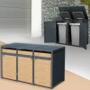 Mülltonnenbox 3er bis 240L 200x80x116,3 cm aus Stahl in Lärchenoptik ML-Design