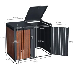 Mülltonnenbox 3er bis 240L 200x80x116,3 cm aus Stahl in Rostoptik ML-Design